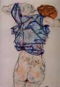 Egon Schiele kvinna under avkladning France oil painting artist